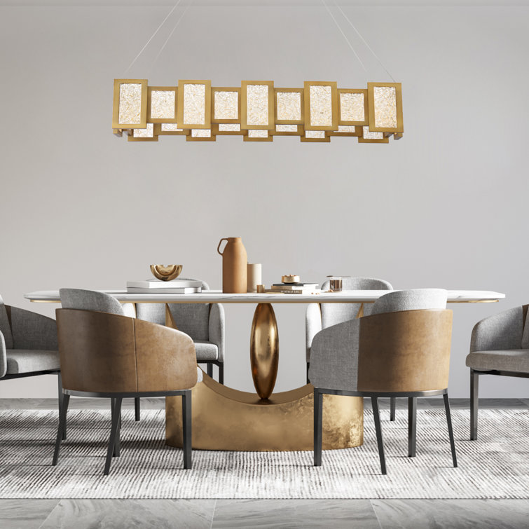 Aged Brass 24-Light Linear LED Chandelier with Opal Glass Diffuser