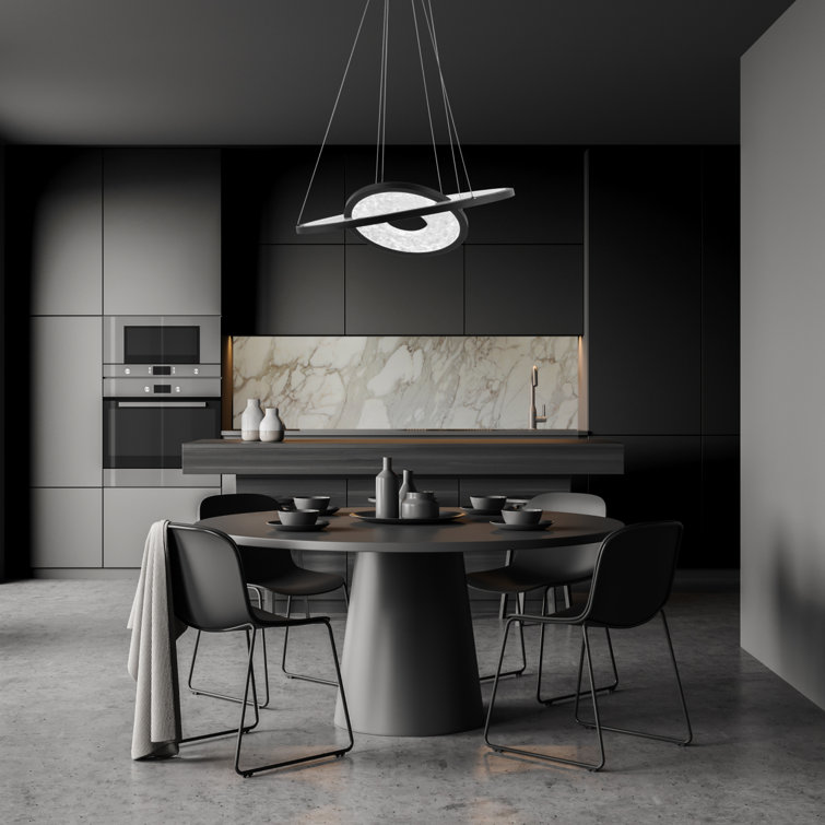 Jupiter Black Crystal 2-Light LED Geometric Chandelier
