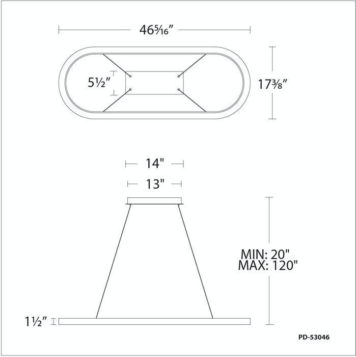 Modern Black Aluminum LED Racetrack Pendant Light