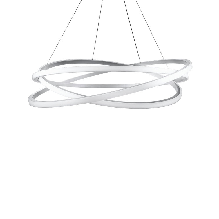 Titanium and White Silica LED Chandelier with Adjustable Rings