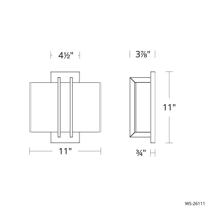 Aged Brass Direct Wired Dimmable LED Sconce - 11" Rectangle