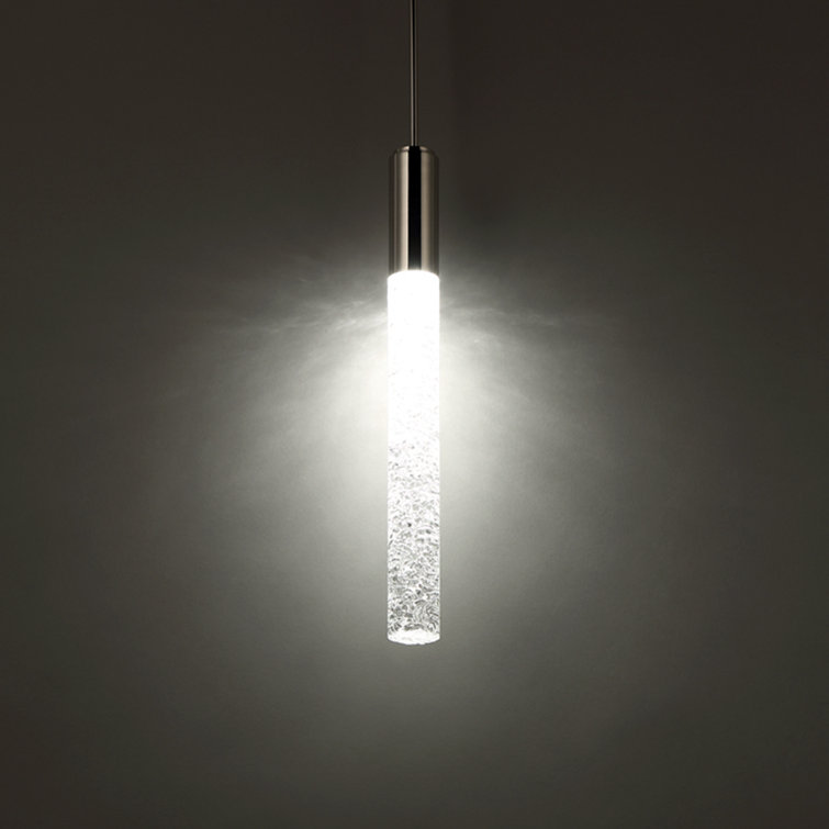 Polished Nickel Mini LED Pendant with Crystal Shade