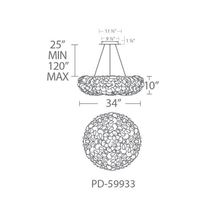 Lumina Petal 33" White and Brushed Nickel LED Pendant Light