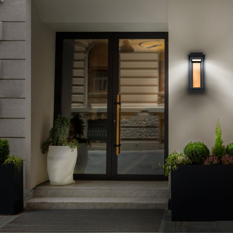 Dorne 14" Black Aged Brass Dimmable LED Wall Sconce