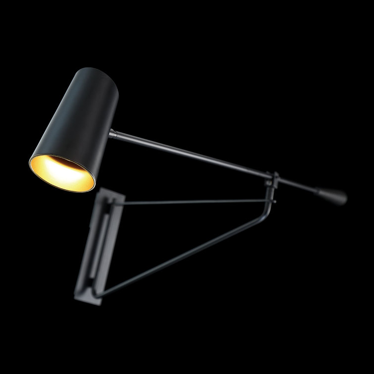 Black Steel Dimmable LED Swing Arm Sconce with Acrylic Diffuser