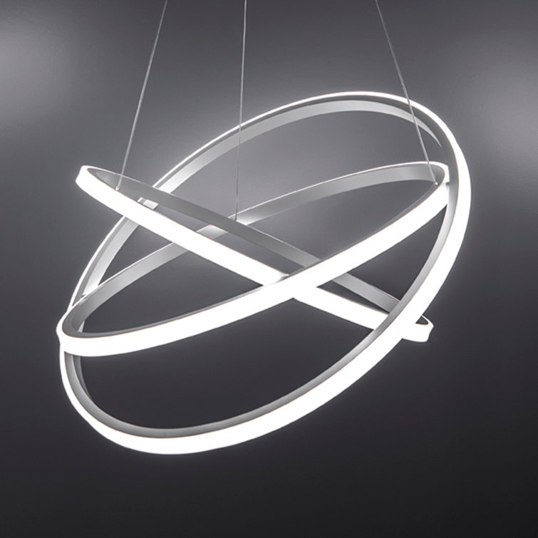 Titanium and White Silica LED Chandelier with Adjustable Rings