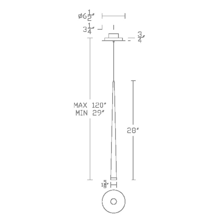 Polished Nickel 28" LED Single Pendant Light