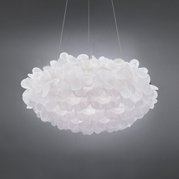 Lumina Petal 33" White and Brushed Nickel LED Pendant Light