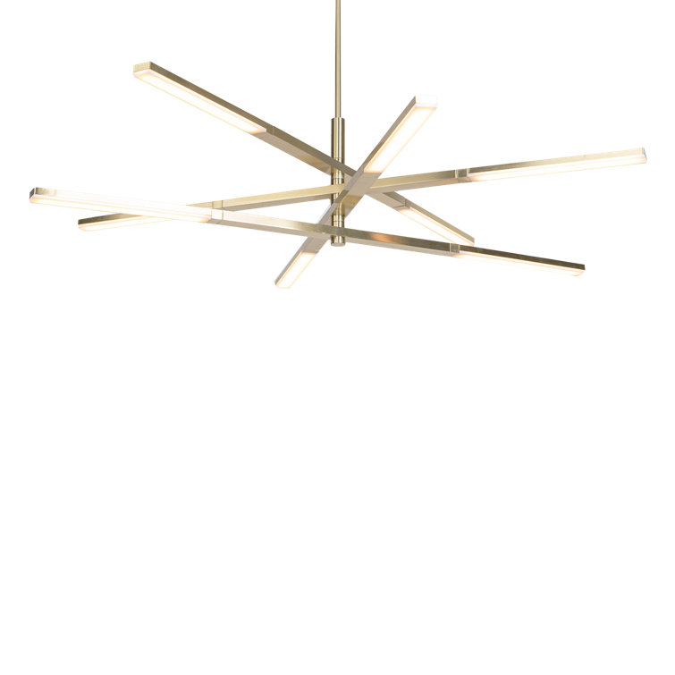 Eclat Geometric Brushed Brass LED Chandelier with Crystal Accents