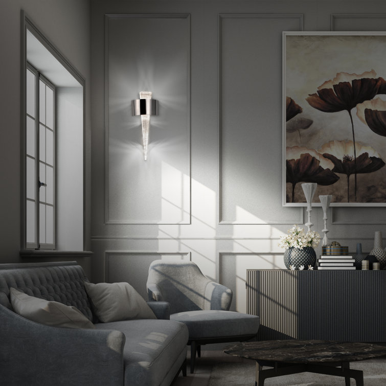Gold Leaf Crystal LED Wall Sconce with Clear Glass