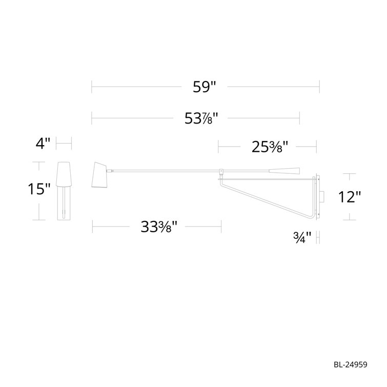 Black Steel Dimmable LED Swing Arm Sconce with Acrylic Diffuser