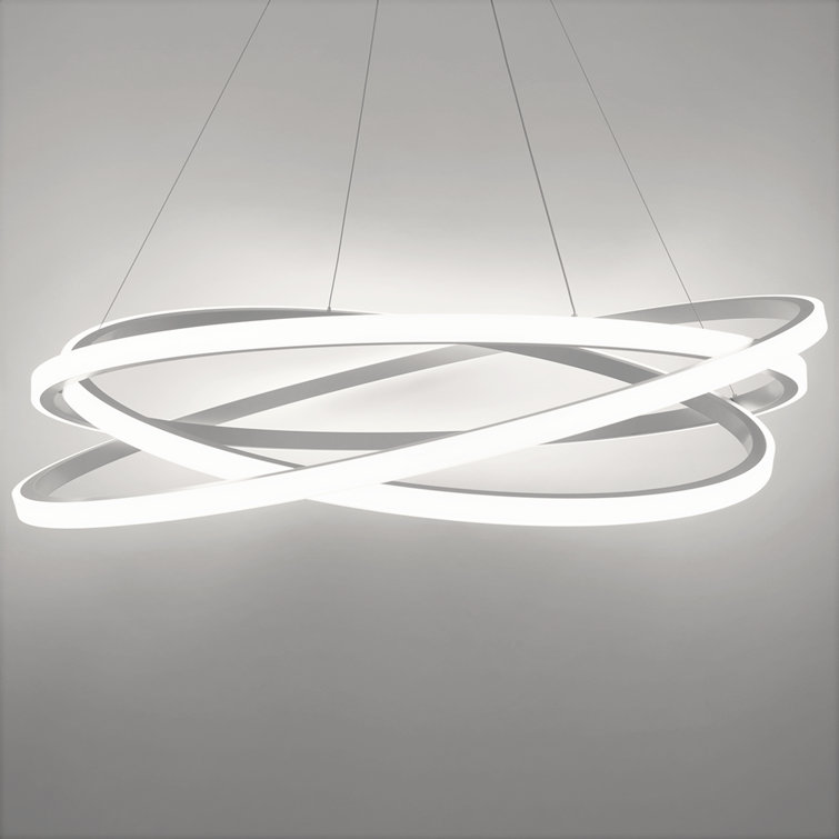 Titanium and White Silica LED Chandelier with Adjustable Rings