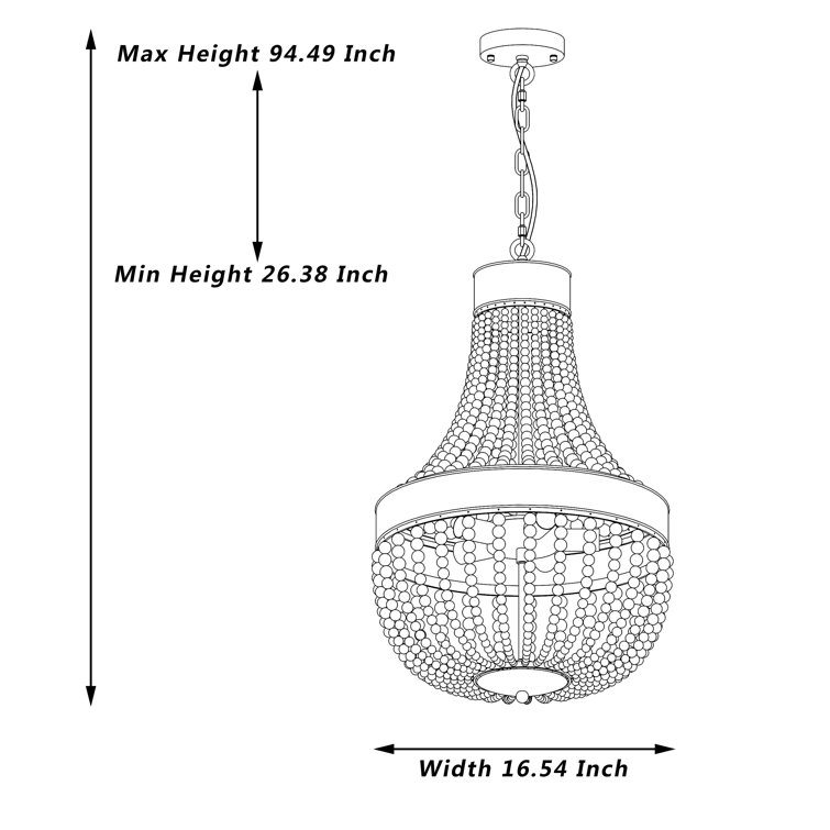 Empire Dual-Tone Beaded Chandelier with Adjustable Height