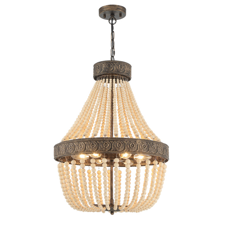 Bohemian Black and Gold Beaded 6-Light Chandelier