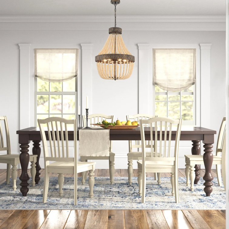 Bohemian Black and Gold Beaded 6-Light Chandelier