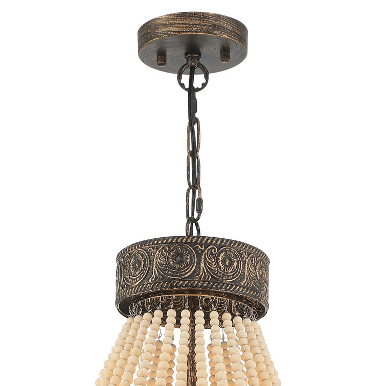Bohemian Black and Gold Beaded 6-Light Chandelier