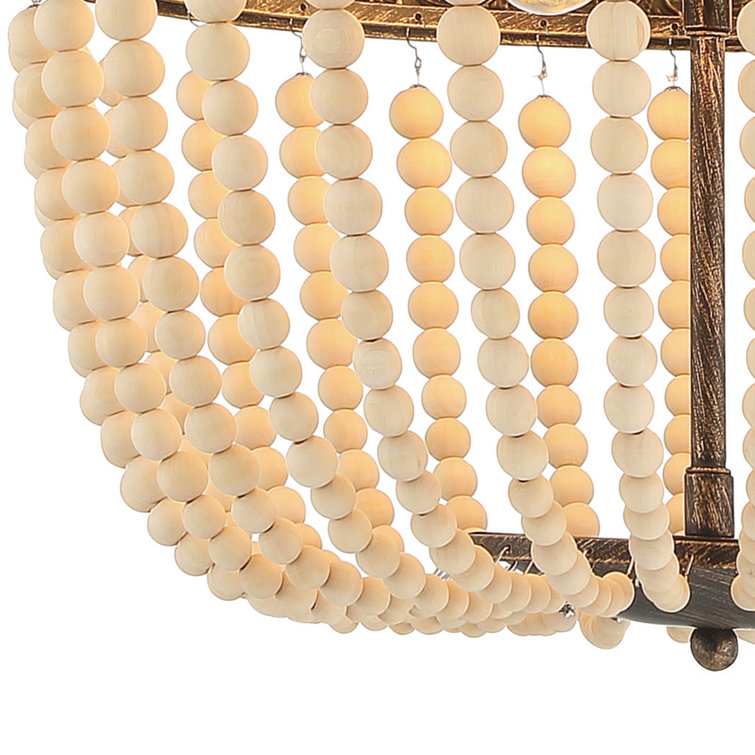 Bohemian Black and Gold Beaded 6-Light Chandelier