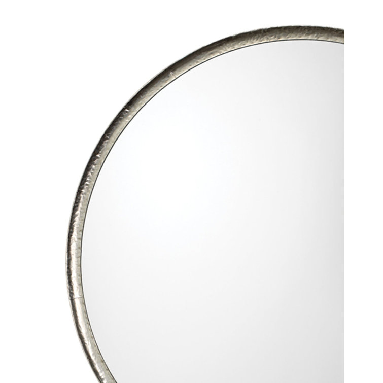 36" Round Silver Hand-Forged Metal Wall Mirror