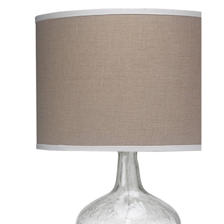 Clear Glass Table Lamp with Natural Linen Shade