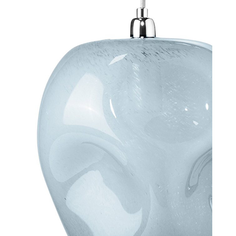 Cornflower Blue Dimpled Glass Mini Pendant Light