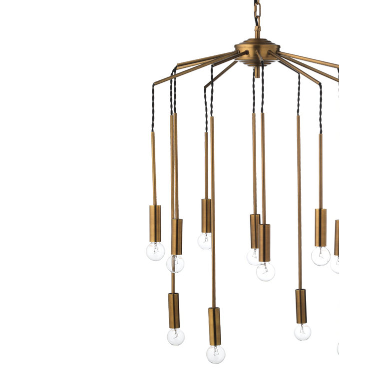 Antique Brass 12-Light Modern Cluster Pendant