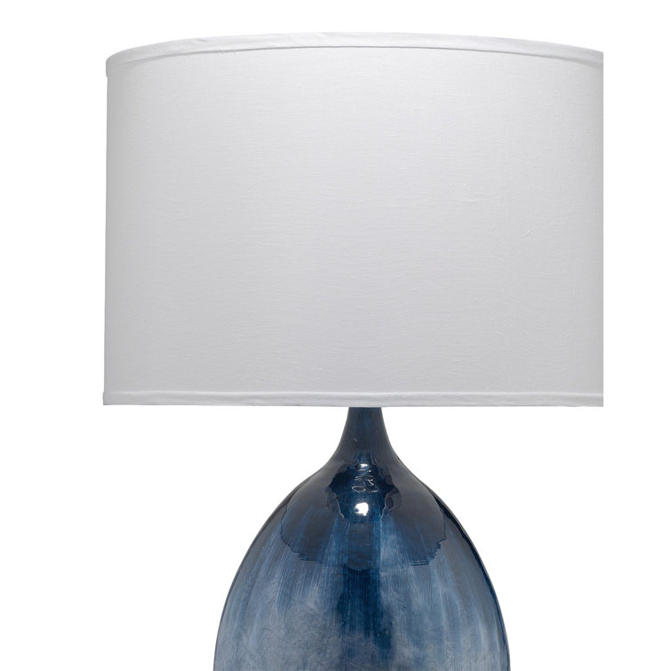 Blue Ombre Iron Table Lamp with Linen Shade