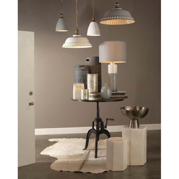 Gunmetal Gray Round Industrial Crank Counter Height Table