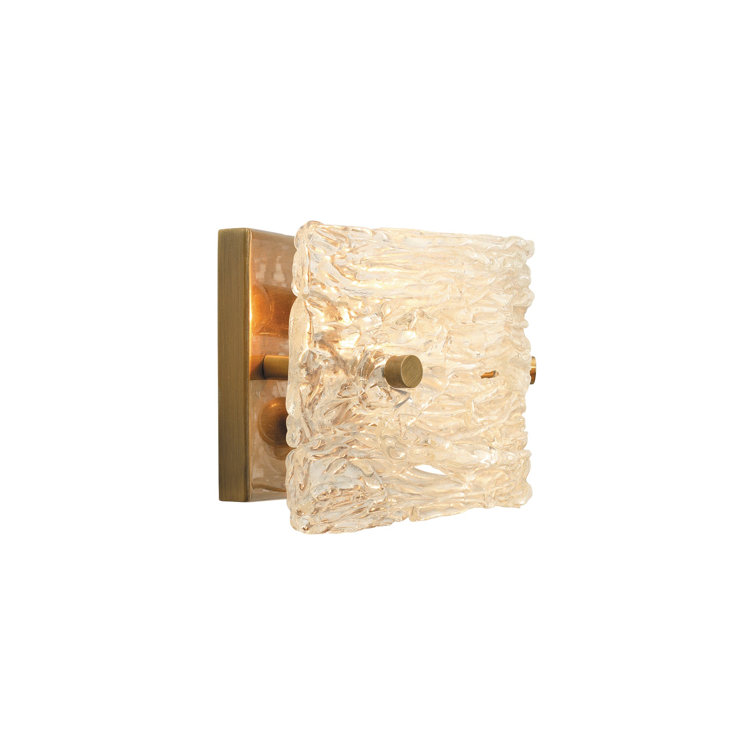 Antique Brass and Clear Glass Textured Sconce