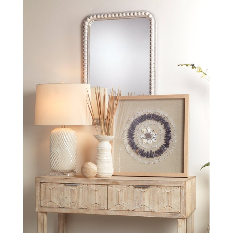 Audrey Classic White Washed Wood Rectangular Wall Mirror