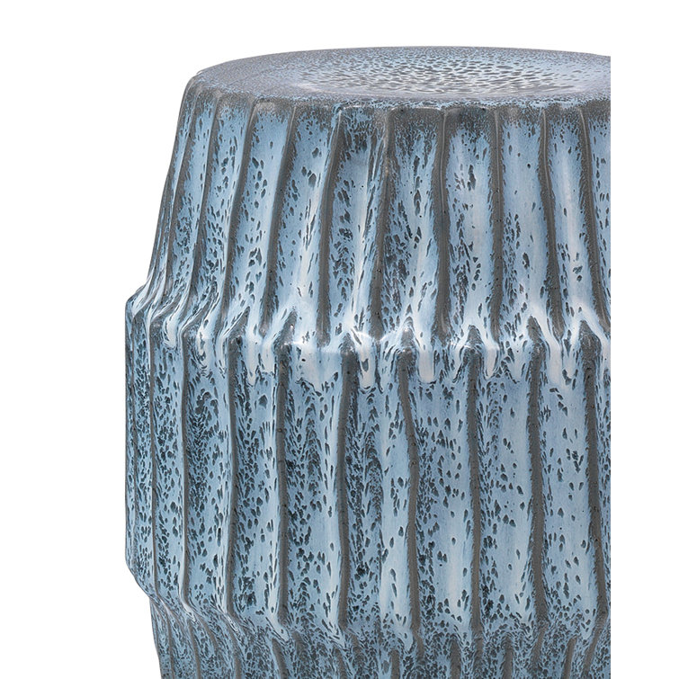 Blue Ombre Ceramic Drum Side Table