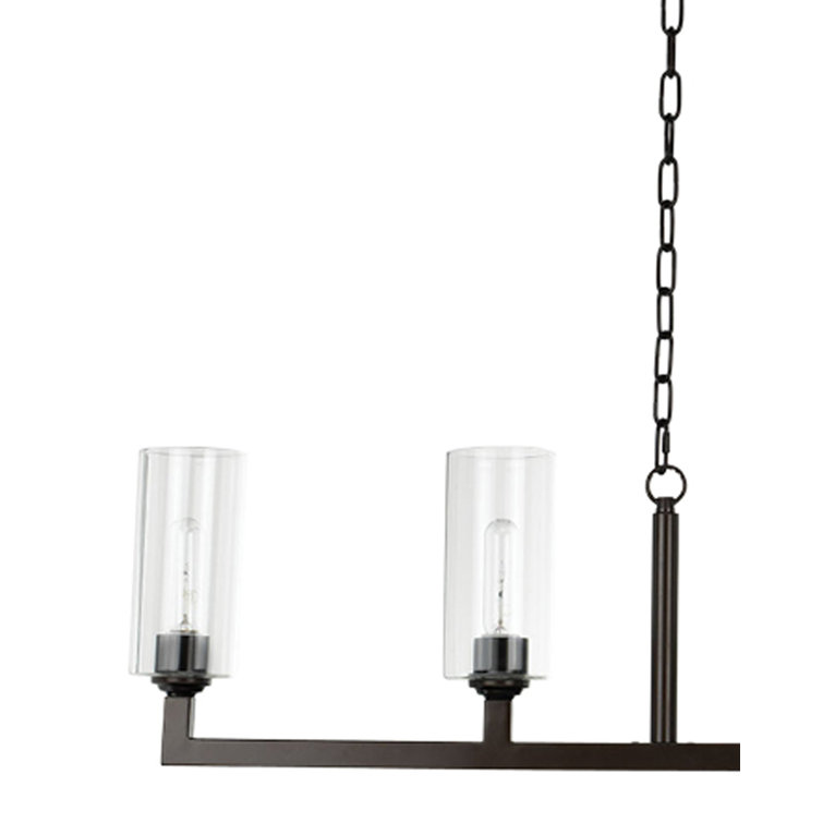 Elegant Linear 6-Light Oil Rubbed Bronze Chandelier with Clear Glass Shades
