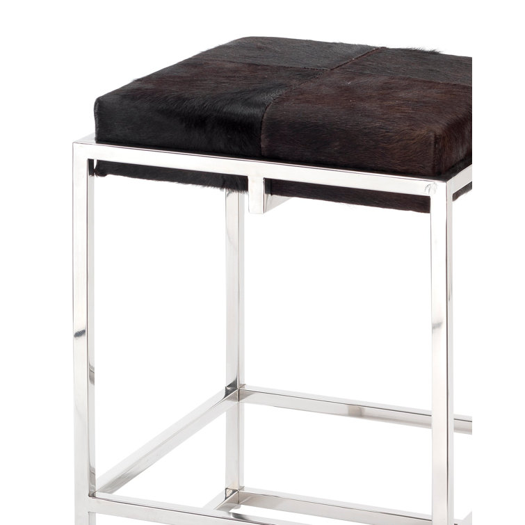 Espresso Hide and Nickel Metal Rustic Counter Stool