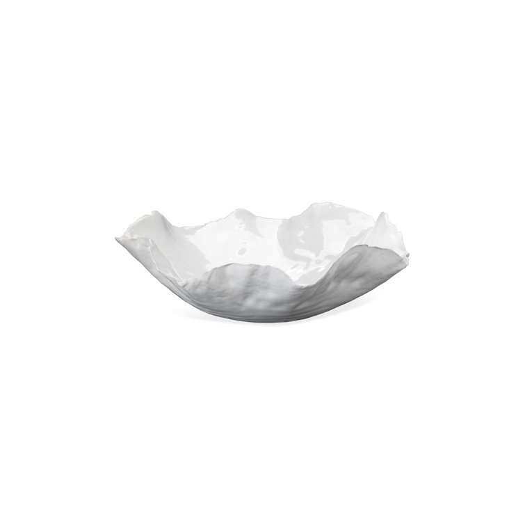 Handcrafted White Ceramic Decorative Bowl with Stand