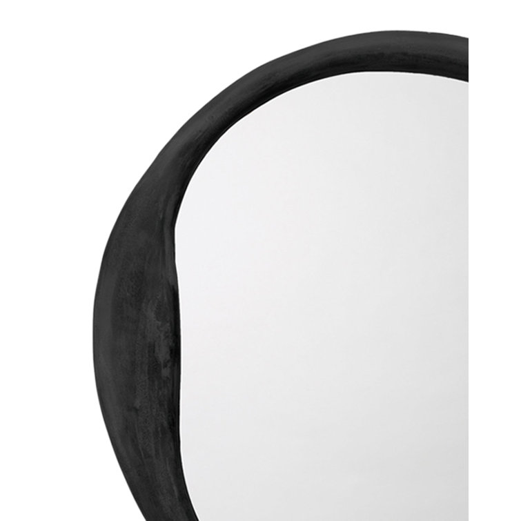 Alora Black Round Wall Mirror with Organic Aluminum Frame