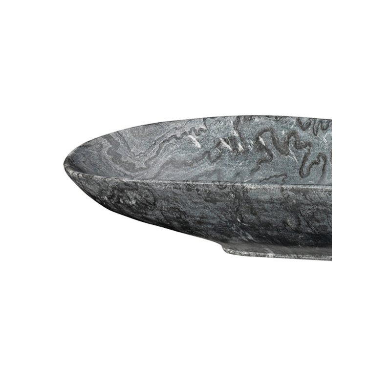 Handcrafted 26'' Long Gray Marble Decorative Bowl