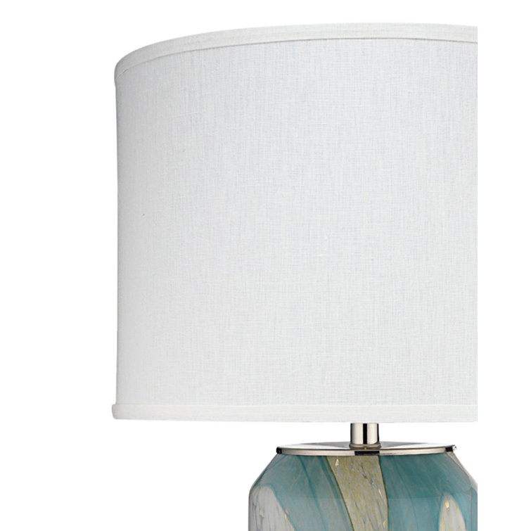 Pale Blue Blown Glass Table Lamp with Linen Shade