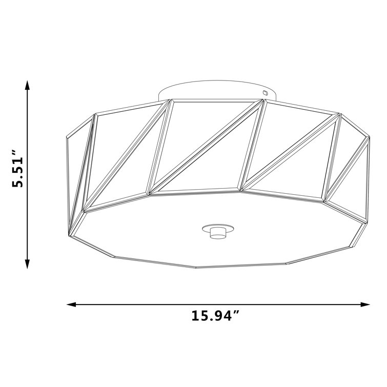 Gold and Glass Geometric Drum LED Flush Mount