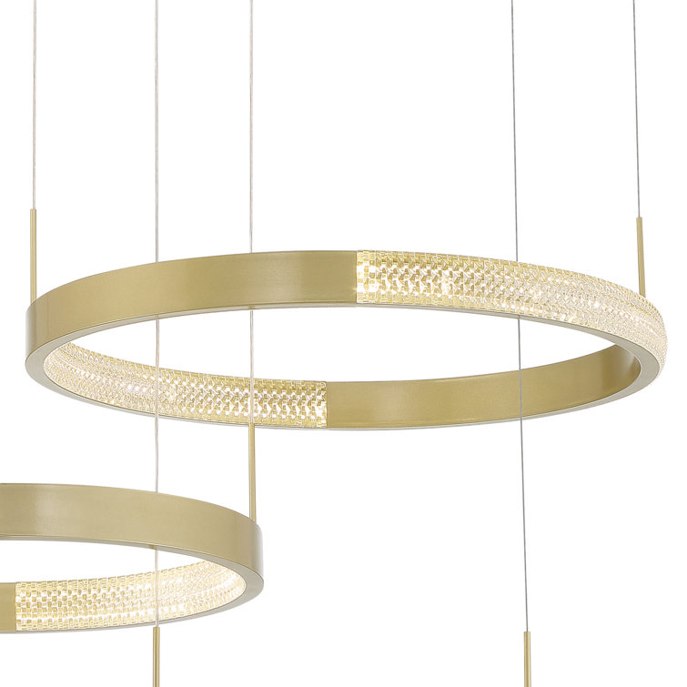Modern Artistic 3-Tier Gold LED Chandelier with Adjustable Suspension