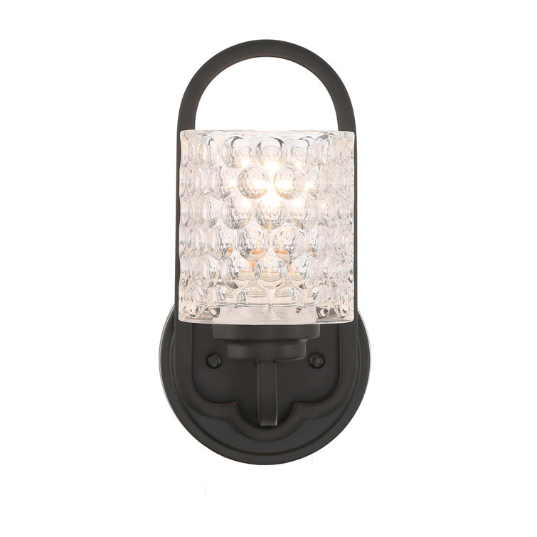 Modern Black Metal & Glass Dimmable Wall Sconce with Cylindrical Shade
