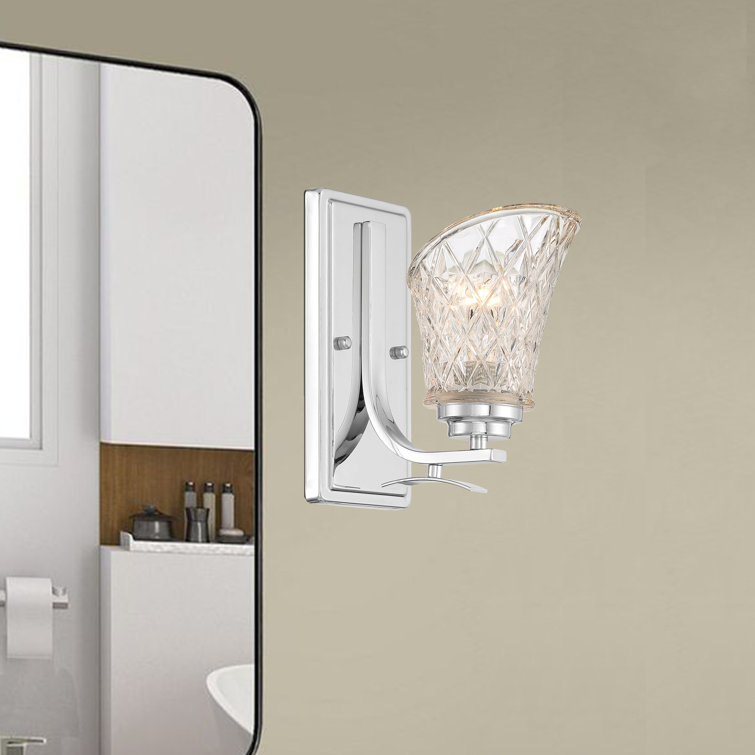 Chrome and Glass Dimmable Vanity Wall Sconce