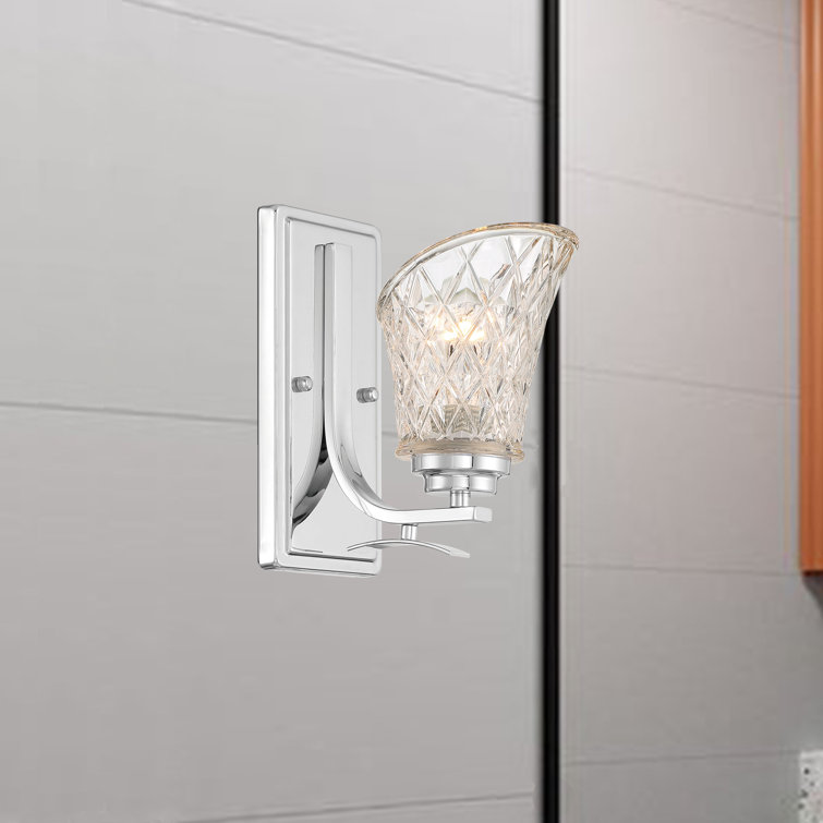 Chrome and Glass Dimmable Vanity Wall Sconce