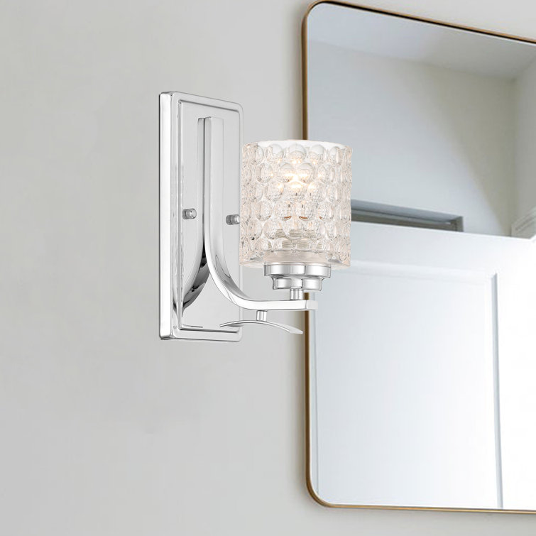 Chrome Glass Shade Dimmable Vanity Sconce