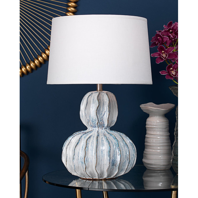 White Reactive Glaze Ceramic Coastal Table Lamp