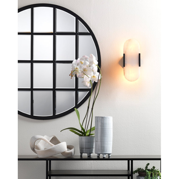 Oil Rubbed Bronze Alabaster Oval Wall Sconce