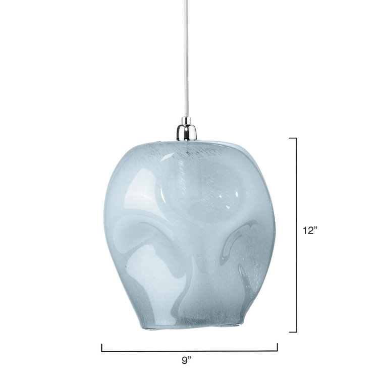 Cornflower Blue Dimpled Glass Mini Pendant Light