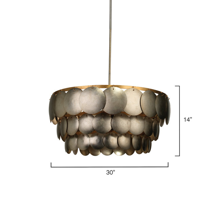 Calypso Champagne Leaf 4-Light Tiered Chandelier with Gold Accents