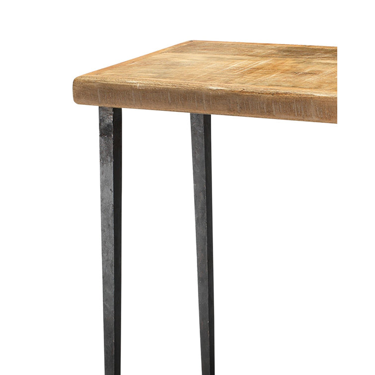 Rustic Farmhouse 53'' Natural Wood & Black Metal Console Table