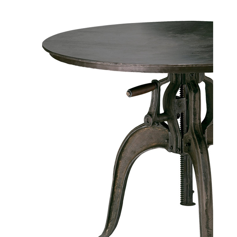 Gunmetal Gray Round Industrial Crank Counter Height Table