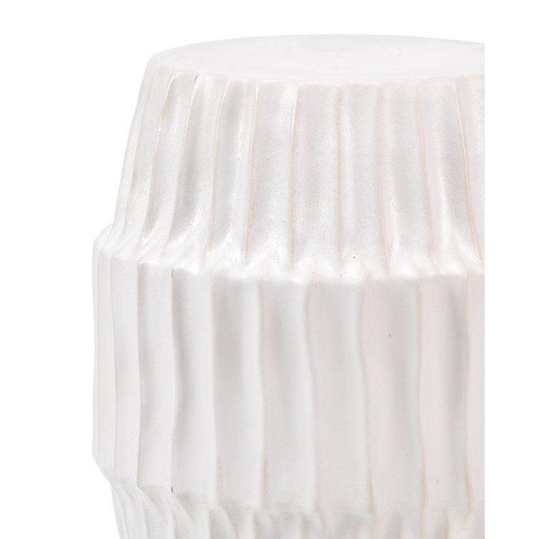 White Ombre Ceramic Drum Side Table