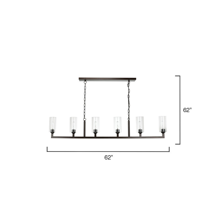 Elegant Linear 6-Light Oil Rubbed Bronze Chandelier with Clear Glass Shades